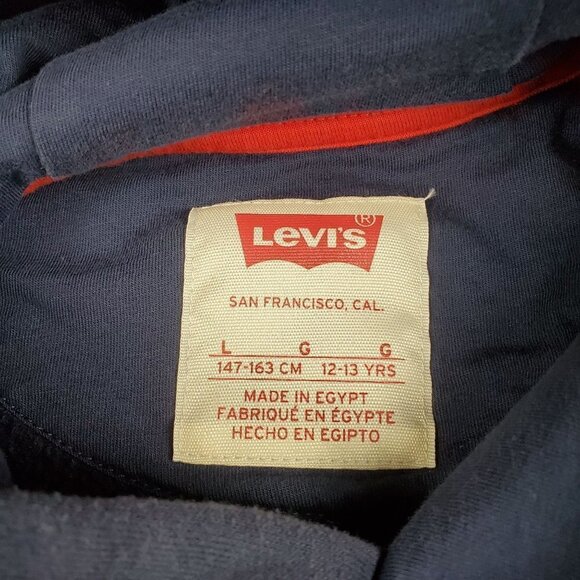 Levi's Boy's Large Navy Blue Hoodie Sweatshirt Sleeve Graphic Logo - Picture 3 of 9